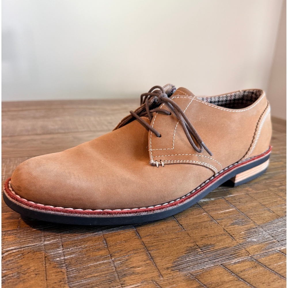 Original Penguin Waylon Mens Tan Nubuck Leather Derby Shoes 9.5 Preppy Business